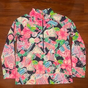 Lilly Pulitzer Girls Honda Classic Little Skipper Popover in High Tide Navy XL